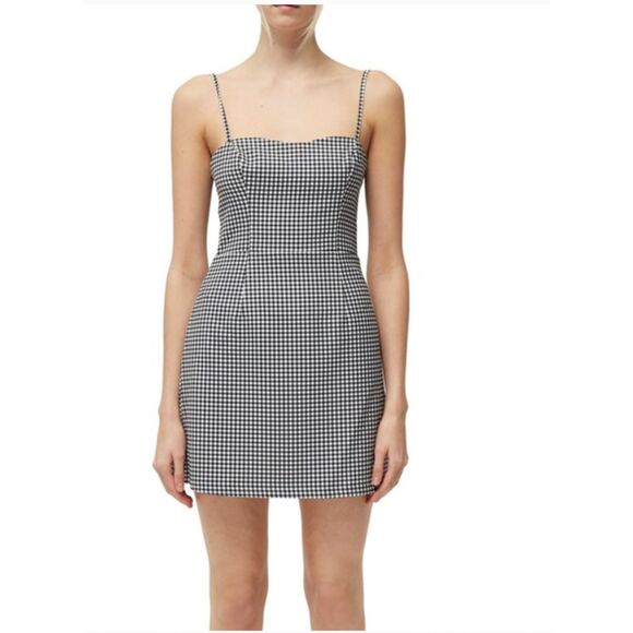 French Connection Black White Gingham Mini Dress Size 4 - Picture 1 of 6